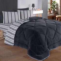 Eponj Home® Set dormit Pilota iarna pat dublu cu fata catifelata, Soft Line Antracit