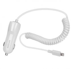 Astrum CC390 iPhone/iPad lightning 8 pin MFI engedélyes autós töltő spirál kábellel 2, 4A fehér 12W