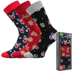 Fuski BOMA s. r. o Karácsonyi pamut zoknik - 3 pár - Sötétkék / bordó / fekete | 43-46 (118136)