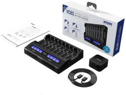 XTAR VC8S +45W adapter 1, 2V NiMh AAA mikro AA ceruza C baby SC 3, 6V/3, 7V Li-ion akkumulátor töltő (Xtar-VC8S)