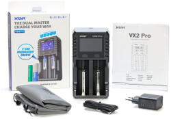 XTAR VX2 PRO SET 1, 2V/1, 5V/3, 2V/3, 6V/3, 7V NiMh/LiFePo4/Li-ion akkumulátor töltő + adapter (Xtar-VX2-PRO-set)