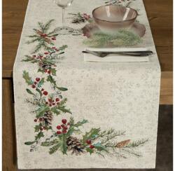 EUROFIRANY Gobelin karácsonyi asztali futó zsenília fonalból Szürke 50x110 cm +/-5%