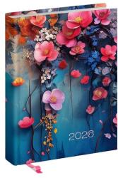 Realsystem Határidőnapló REALSYSTEM Librobello "Hölgyeknek" B/6 napi fehér lapos 3D lakk Floral 2026 (5421-66) - robbitairodaszer