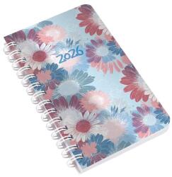 Realsystem Zsebnaptár REALSYSTEM SP3 spirál mini 78x128mm heti fehér lapos virágok 2026 (8811-53) - robbitairodaszer