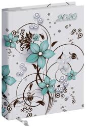 Realsystem Zsebnaptár REALSYSTEM 2 Day B/6 kétnapos álló fehér lapos Virágminta 2026 (5441-65) - robbitairodaszer