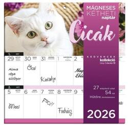 Lizzy card Falinaptár mágneses LIZZY CARD 220x220mm 2 hetes Cicák 2026 (21691) - robbitairodaszer