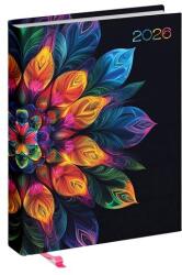 Realsystem Határidőnapló REALSYSTEM Librobello "Hölgyeknek" B/6 napi fehér lapos 3D lakk+ élfestés Mandala 2026 (5421-61) - robbitairodaszer