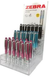 Zebra Golyóstoll display, 0, 24 mm, teleszkópos, rozsdamentes acél, ZEBRA "Telescopic Metal Stylus", kék (36 db) (TZ46601)
