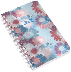 REALSYSTEM Zsebnaptár REALSYSTEM SP3 spirál mini 78x128mm heti fehér lapos virágok 2026 (8811-53) - papir-bolt