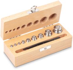 KERN súlykészlet precíziós mérlegekhez 1 g - 100 g fa dobozban, OIML F2 súlyosztály (334-03)