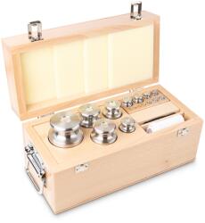 KERN súlykészlet precíziós mérlegekhez 1 g - 5 kg fa dobozban, OIML F2 súlyosztály (334-08)