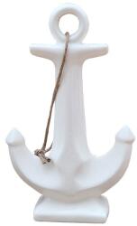  Fehér színű kerámia hajó horgony dekoráció talppal, 20, 5cm