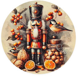  Nyomtatott fa tábla koszorú közép - Diótörő 14, 8cm - papelito