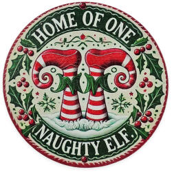 Nyomtatott fa tábla koszorú közép - Elf lábak 14, 8cm - papelito