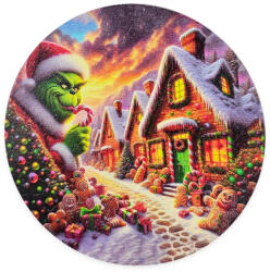  Nyomtatott fa tábla koszorú közép - Grinch mézifalván 14, 8cm 2727N