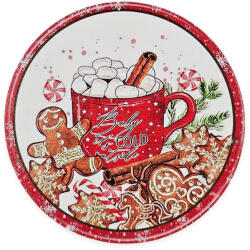  Nyomtatott fa tábla koszorú közép - Fahéjas forró csoki 14, 8cm - papelito