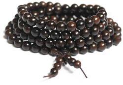 Fagyöngy 8 mm, szálban, ima mala, 108 db - sötétbarna