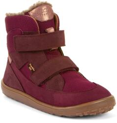 Froddo pantofi barefoot de iarnă pentru fete UP TEX WINTER Bordeaux G3160252-7 | încălțăminte glezna cu Velcro | impermeabili cu membrană și talpă flexibilă - 37