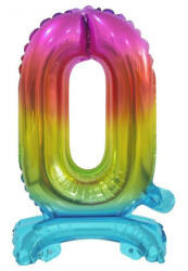  Színes Rainbow mini 0-ás szám fólia lufi talppal 38 cm (MLG134629) - oliviashop