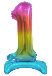  Színes Rainbow mini 1-es szám fólia lufi talppal 38 cm (MLG134643) - oliviashop