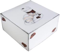 Szidibox Karton Süteményes doboz, tortadoboz, croissant- és kávé mintás, étel 22x22x11cm P9601 (SZID-01276)