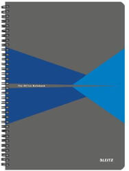 Leitz Spirálfüzet, A4, vonalas, 90 lap, PP borító, LEITZ "Office", szürke-kék (44961035) - iroszer24