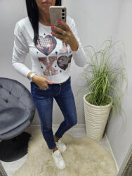 Norafashion Csinos XOXO mintás hosszú ujjú felső (674027)