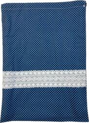 MK Bea Frissentartó behúzós kenyereszsák - fehér pöttyös, csipkebetéttel