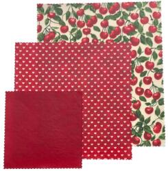 QueenBee Méhviaszos kendő szett - piros szíves és cseresznyemintás