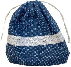MK Bea Nagy cipós zsák - kék pöttyös csipkebetéttel