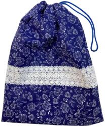 MK Bea Frissentartó behúzós kenyereszsák- virágmintás, fehér csipkével