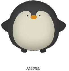 Flippy Balon din Folie Metalizata, Flippy, Figurina Animata, Model Pinguin, 54x48 cm, Ambalaj Individual, Pai Inclus, Umflare cu Aer sau Heliu, Negru (teo-134100)