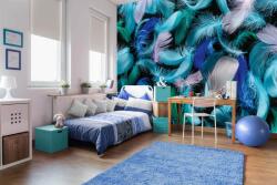 DIMEX ART Самозалепваща се флизелинова фототапета синьо-зелени пера 375 x 250 см