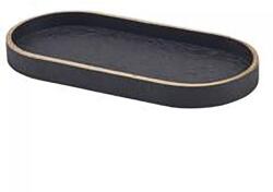 GenWare Szervírozó tálca, fa furnér, ovális, fekete, hossza: 230 mm, szélessége: 110 mm