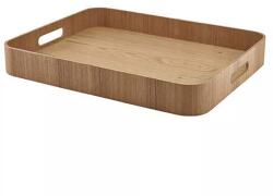 GenWare Szervírozó tálca, fa furnér, barna, magasság: 60 mm, hossz: 455 mm, szélesség: 460 mm