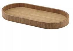GenWare Tálca, fa furnér, ovális, barna, hossza: 230 mm, szélessége: 110 mm