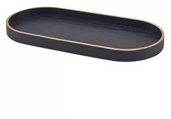 GenWare Szervírozó tálca, fa furnér, ovális, fekete, hossza: 350 mm, szélessége: 165 mm