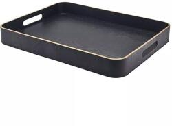 GenWare Szervírozó tálca, fa furnér, fekete, Magasság: 60 mm, Hossz: 500 mm, Szélesség: 380 mm