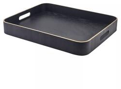 GenWare Szervírozó tálca, fa furnér, fekete, magasság: 60 mm, hossz: 455 mm, szélesség: 460 mm