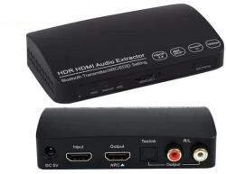  2 az 1-ben HDMI-kompatibilis audio konverter és ARC leválasztó - L/R Toslink, 5.1, HDCP 2.2, 4K60Hz, HDR, Bluetooth 5.0 adó adapter