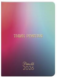 PLANALL Zsebnaptár PLANALL B/6 heti álló fehér lapos aranyozott Positive 2026 (21540) - vectraline