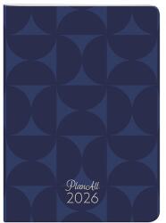 PLANALL Zsebnaptár PLANALL B/6 heti álló fehér lapos aranyozott Blue 2026 (21544) - vectraline
