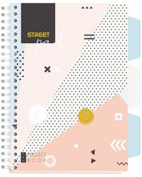 STREET Spirálfüzet kockás STREET Pad A/5 100 lapos regiszteres színes mintás (67156)