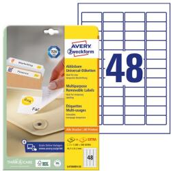 AVERY Etikett AVERY L4736REV-25 45, 7x21, 2mm visszaszedhető 1200 címke/doboz 25 ív/doboz (L4736REV-25) - vectraline