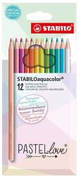 STABILO Színes ceruza STABILO Aquacolor pastellove hatszögletű 12 darabos készlet (1612/7)