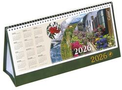 CSÍZIÓ Asztali naptár képes CSÍZIÓ álló fehér lapos idézetes bőr hatású Öko hátlap zöld 2026 (ÁZOK) - vectraline