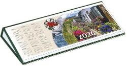 CSÍZIÓ Asztali naptár képes CSÍZIÓ fekvő fehér lapos idézetes bőr hatású Öko hátlap zöld 2026 (FZOK) - vectraline