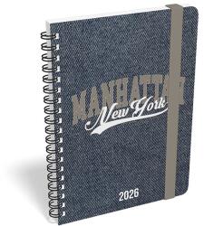 Lizzy Card Határidőnapló LIZZY CARD B/6 heti spirálozott gumis Manhattan New York 2026 (21582) - vectraline