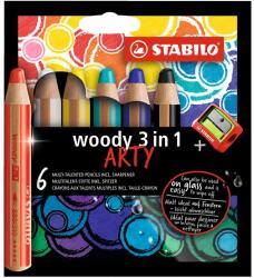 STABILO Színes ceruza STABILO Woody Arty 3in1 hengeres vastag 6 darabos készlet (8806-1-20)