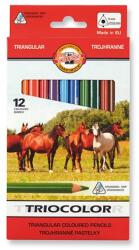 KOH-I-NOOR Színes ceruza KOH-I-NOOR 3142 Tricolor háromszögletű vastag lovak 12 darabos (7140145000)